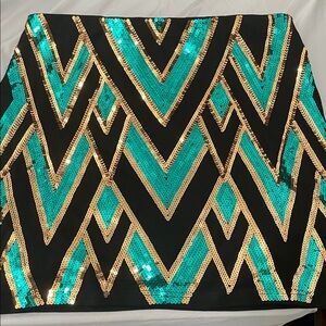 Endless Rose Blue and Black Sequin Mini Skirt